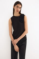 Pedro del Hierro Camiseta sin mangas aplique hombro Negro