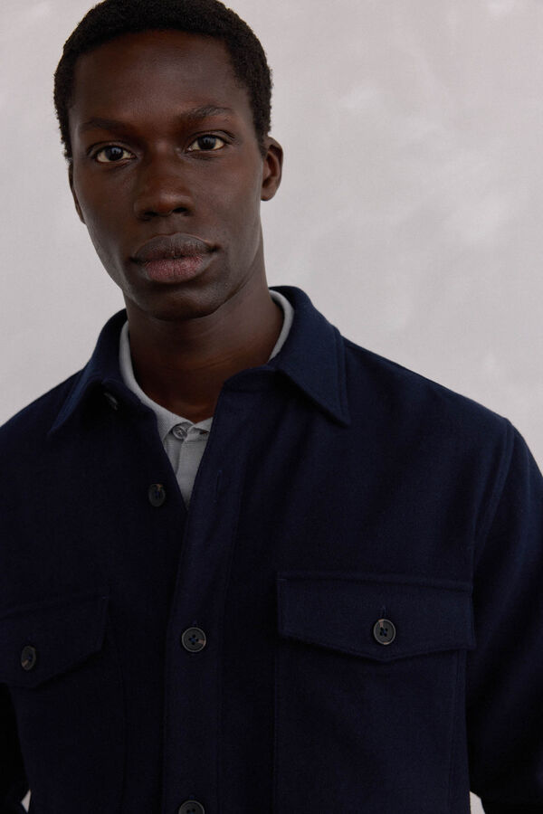 Pedro del Hierro Sobrecamisa de lana lisa Azul