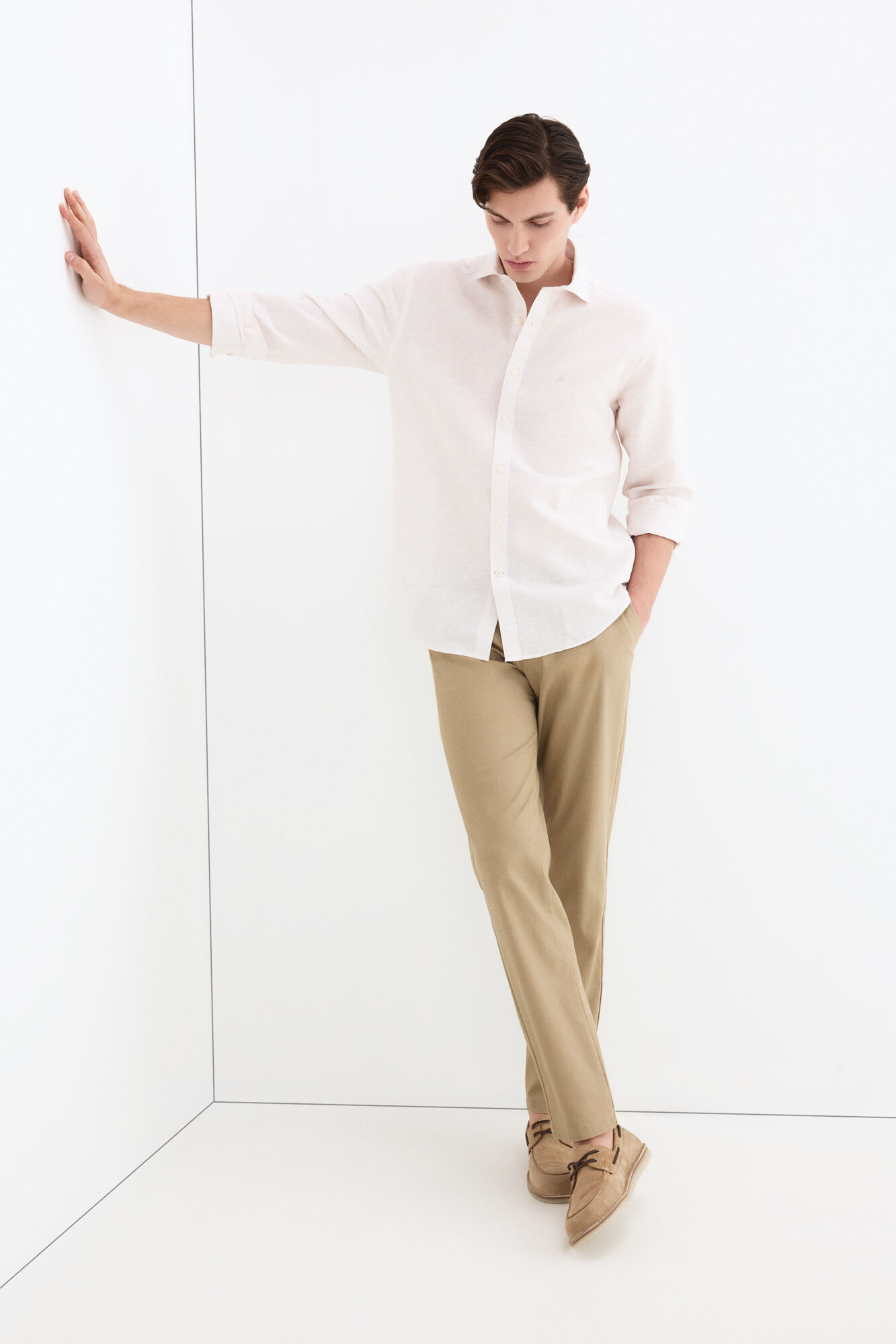 Pedro del Hierro Camisa de vestir rayas lino f&aacute;cil plancha