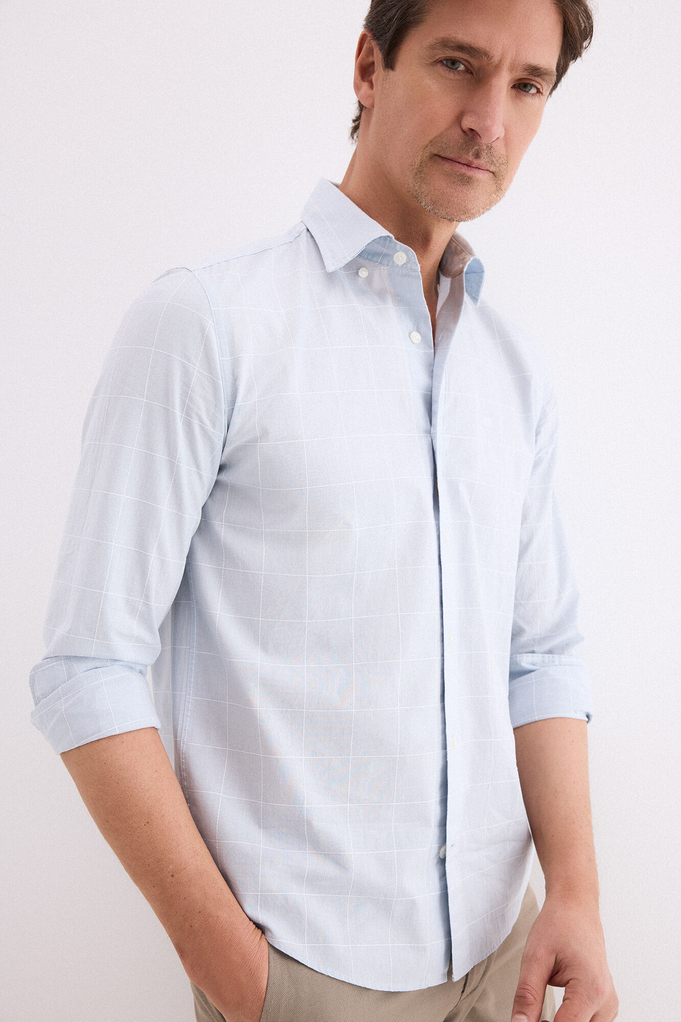 Pedro del Hierro Camisa popel&iacute;n labrado cuadros