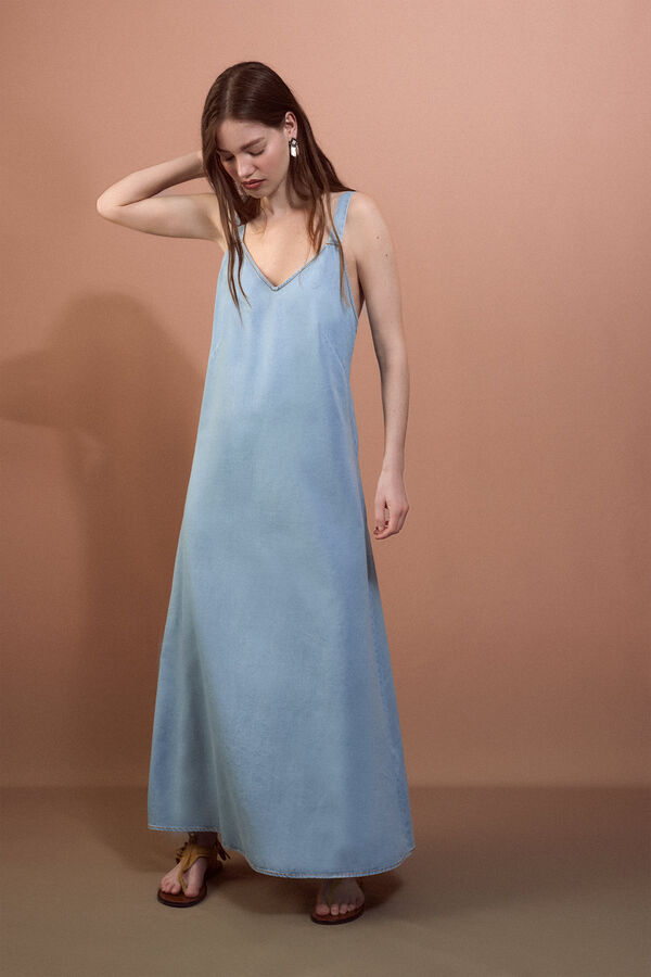 Slowlove Vestido tirantes Tencel Azul