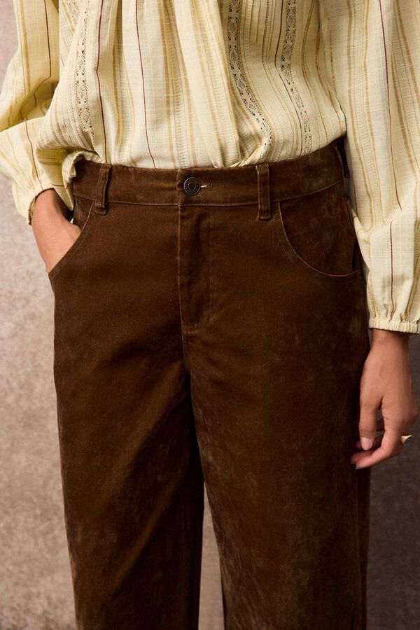 Slowlove Jeans barrel de terciopelo Camel