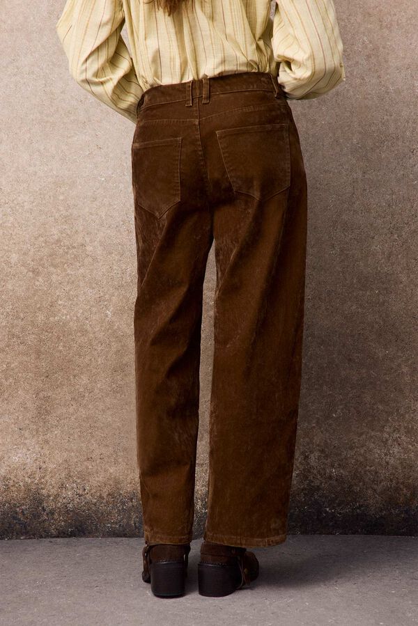 Slowlove Jeans barrel de terciopelo Camel