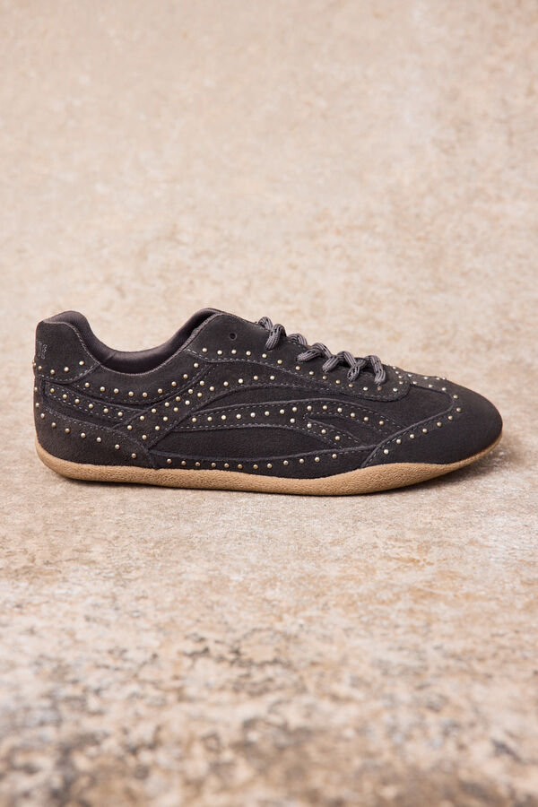 Slowlove Zapatilla de piel con tachas Gris