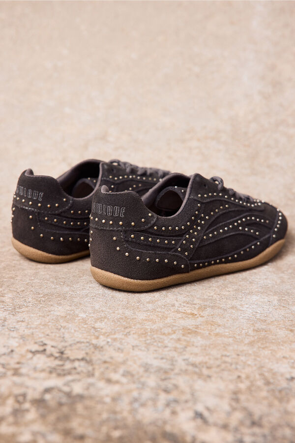 Slowlove Zapatilla de piel con tachas Gris