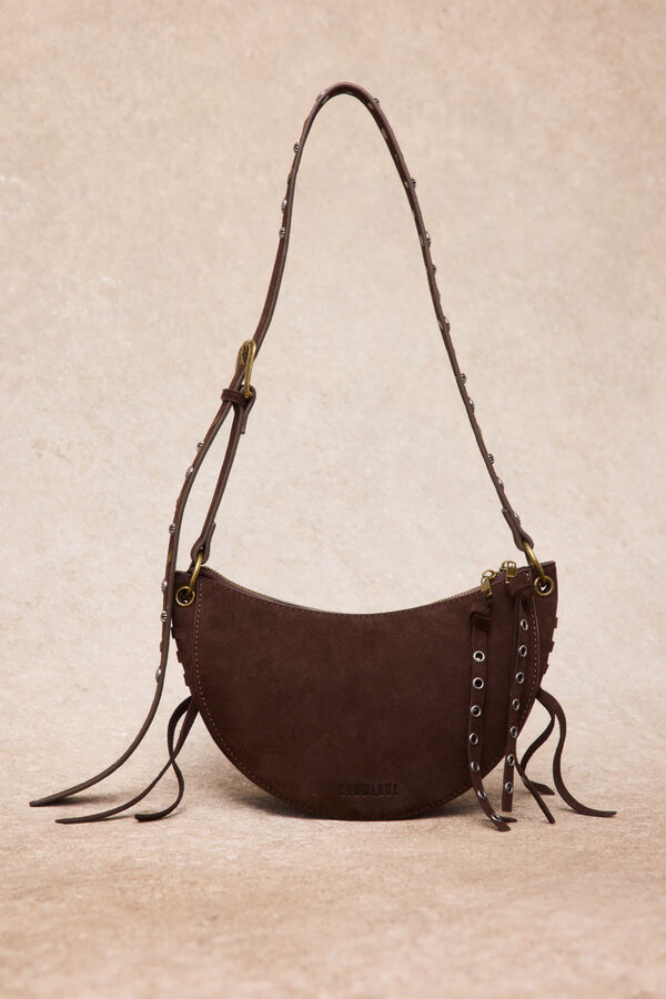 Slowlove Bolsa de piel media luna Marr&oacute;n