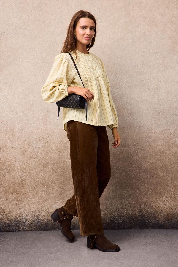 Slowlove Jeans barrel de terciopelo Camel