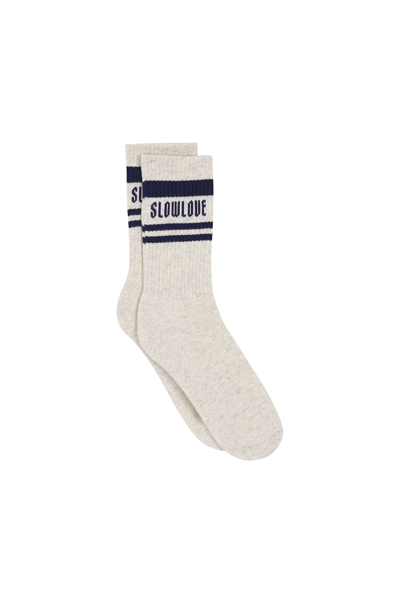 Slowlove Calcetines de rayas con logo