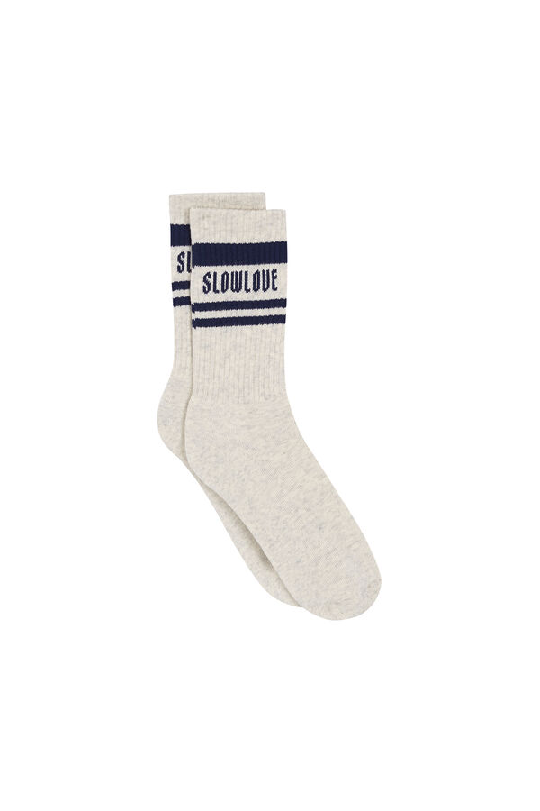 Slowlove Calcetines de rayas con logo Estampado azul