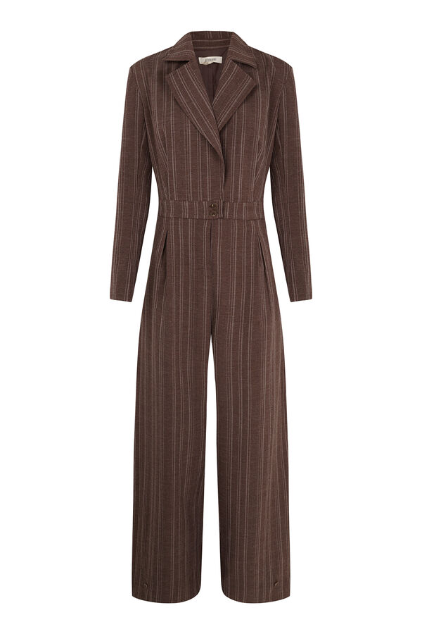 Slowlove Jumpsuit de raya diplom&aacute;tica Marr&oacute;n oscuro