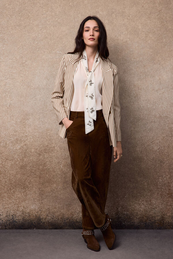 Slowlove Blusa fular abalorios Marfil