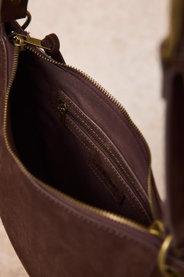 Slowlove Bolsa de piel media luna Marr&oacute;n