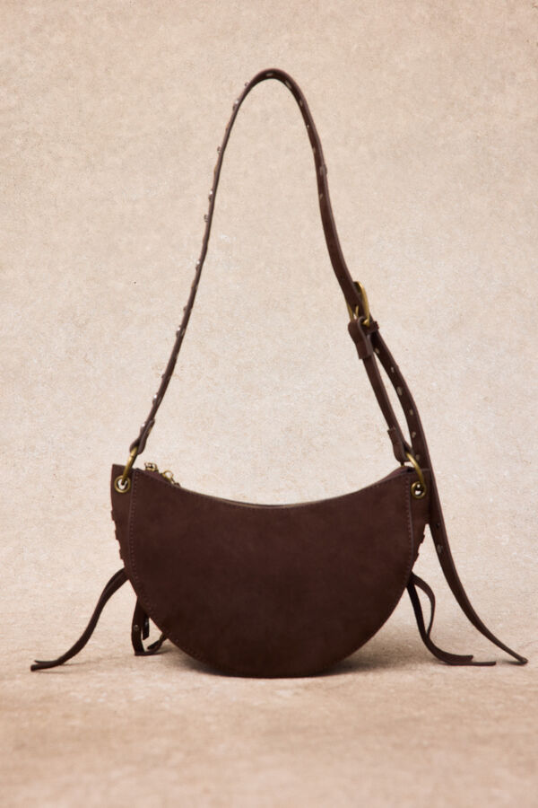 Slowlove Bolsa de piel media luna Marr&oacute;n