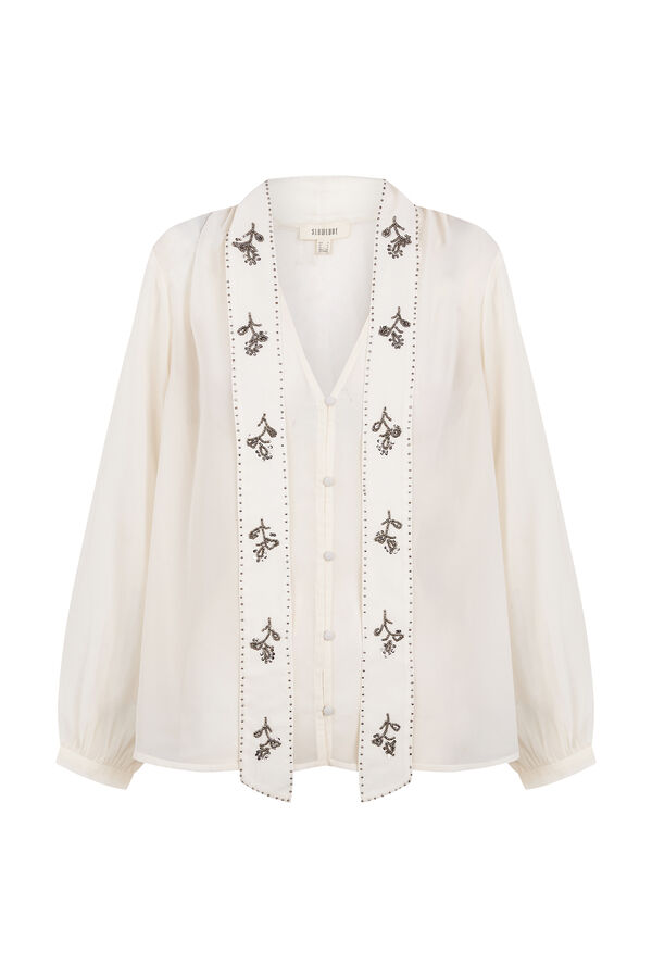 Slowlove Blusa fular abalorios Marfil