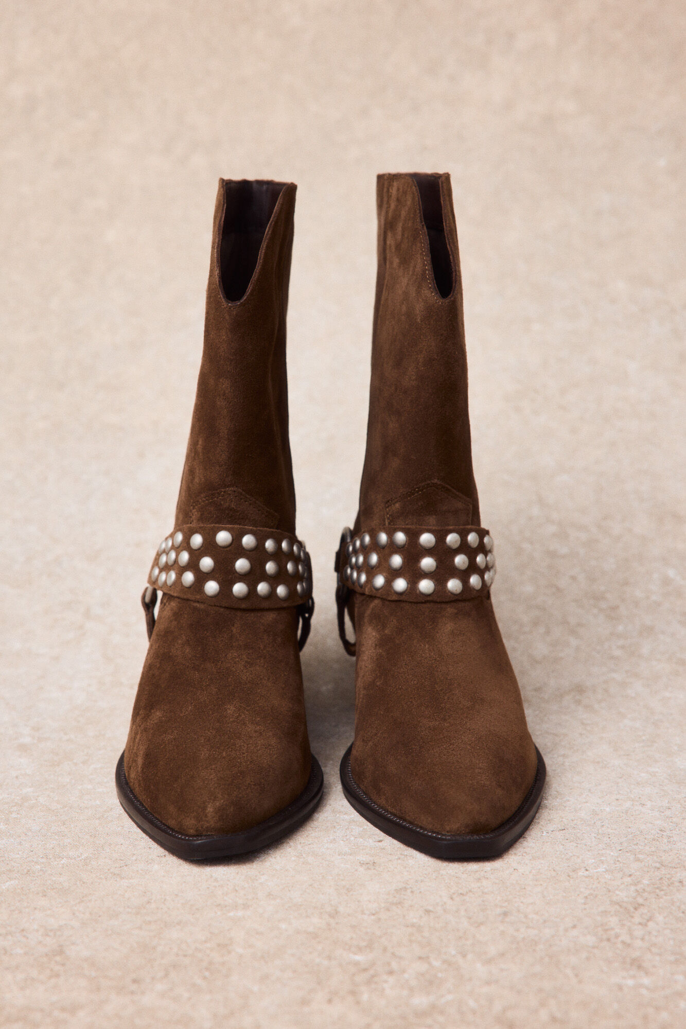 Slowlove Bota de piel con estribo y tachas
