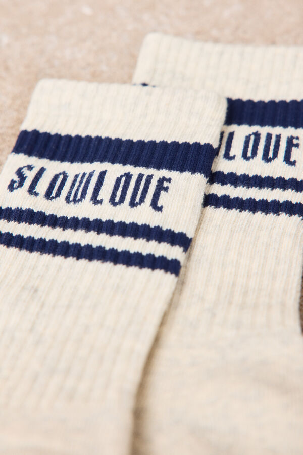 Slowlove Calcetines de rayas con logo Estampado azul