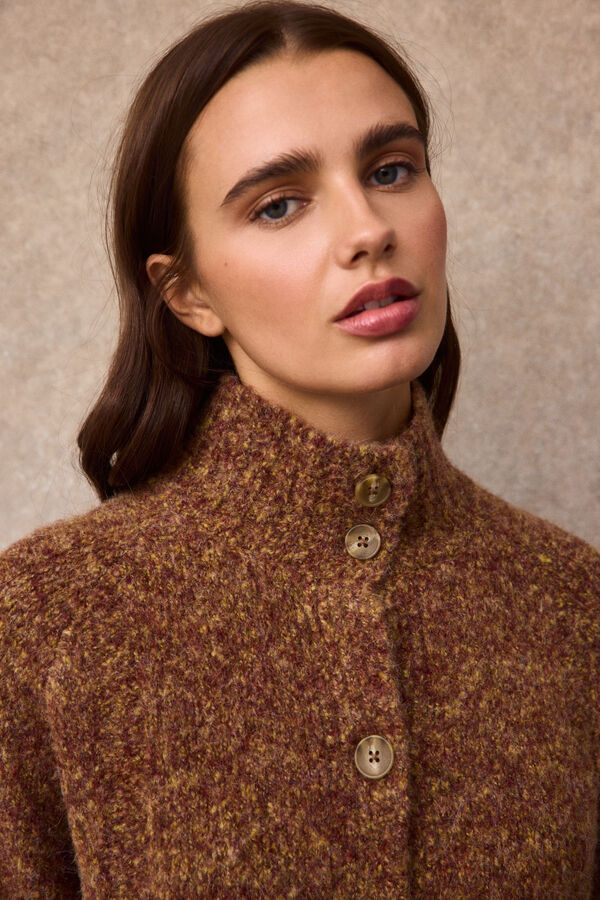 Slowlove Chamarra jaspeada con botones Naranja