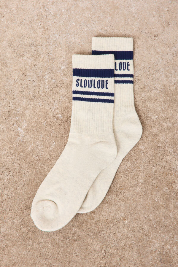Slowlove Calcetines de rayas con logo Estampado azul