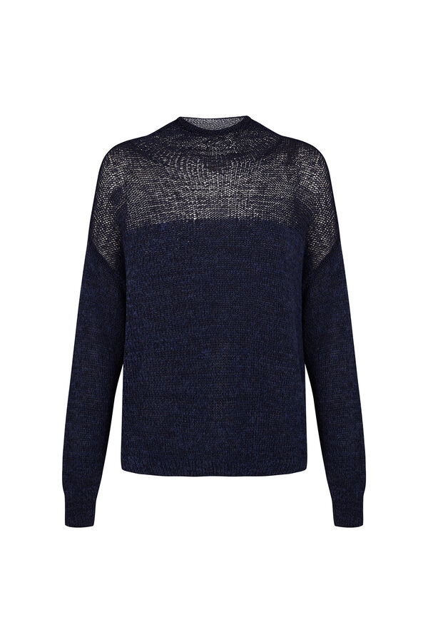 Slowlove Su&eacute;ter canes&uacute; transparente Azul marino