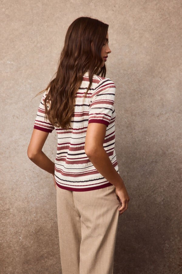 Slowlove Su&eacute;ter polo de rayas Estampado blanco