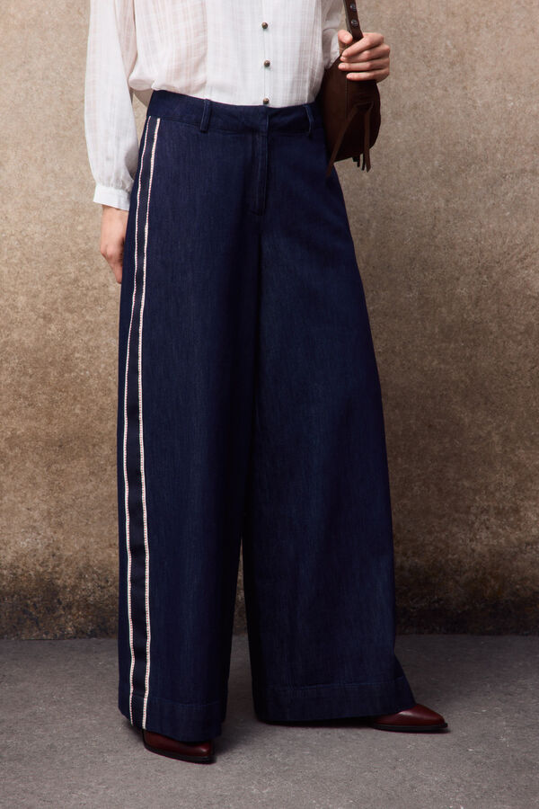 Slowlove Jeans con cinta lateral Azul