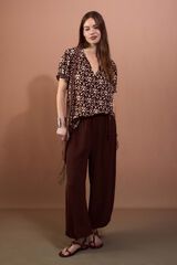 Slowlove Blusa estampada Marr&oacute;n oscuro