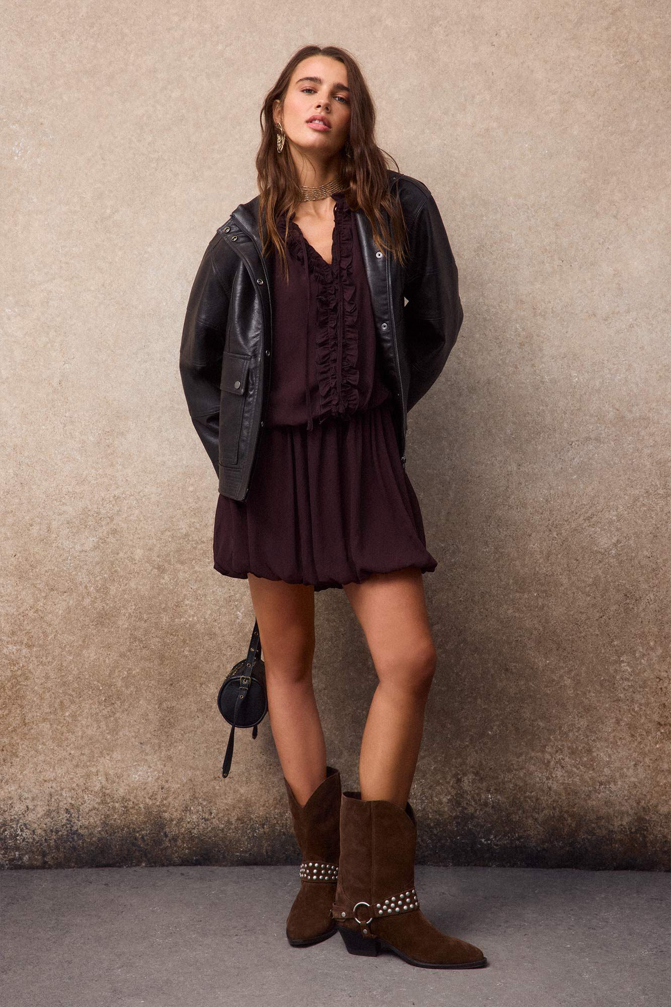 Slowlove Vestido corto con volantes