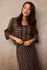 Slowlove Blusa de cuadros Estampado marr&oacute;n