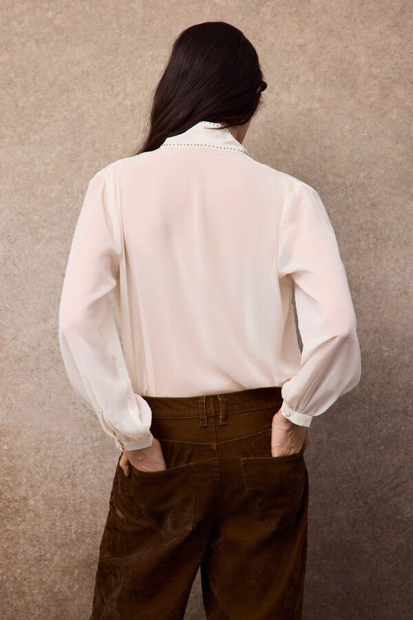 Slowlove Blusa fular abalorios Marfil