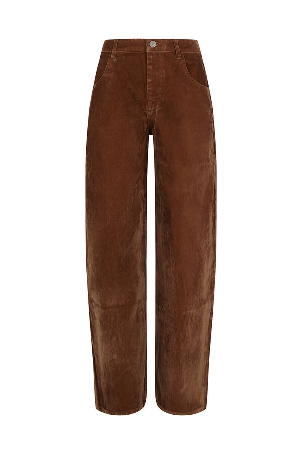 Slowlove Jeans barrel de terciopelo Camel