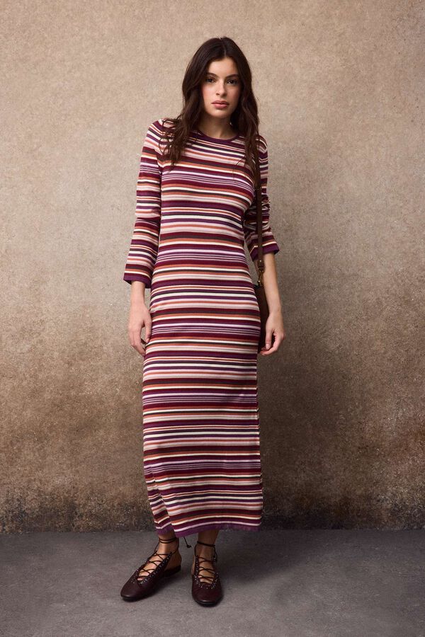 Slowlove Vestido de tejido a rayas Multicolor