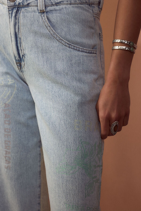 Slowlove Jeans Barrel Estampado Azul