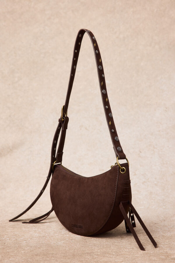 Slowlove Bolsa de piel media luna Marr&oacute;n