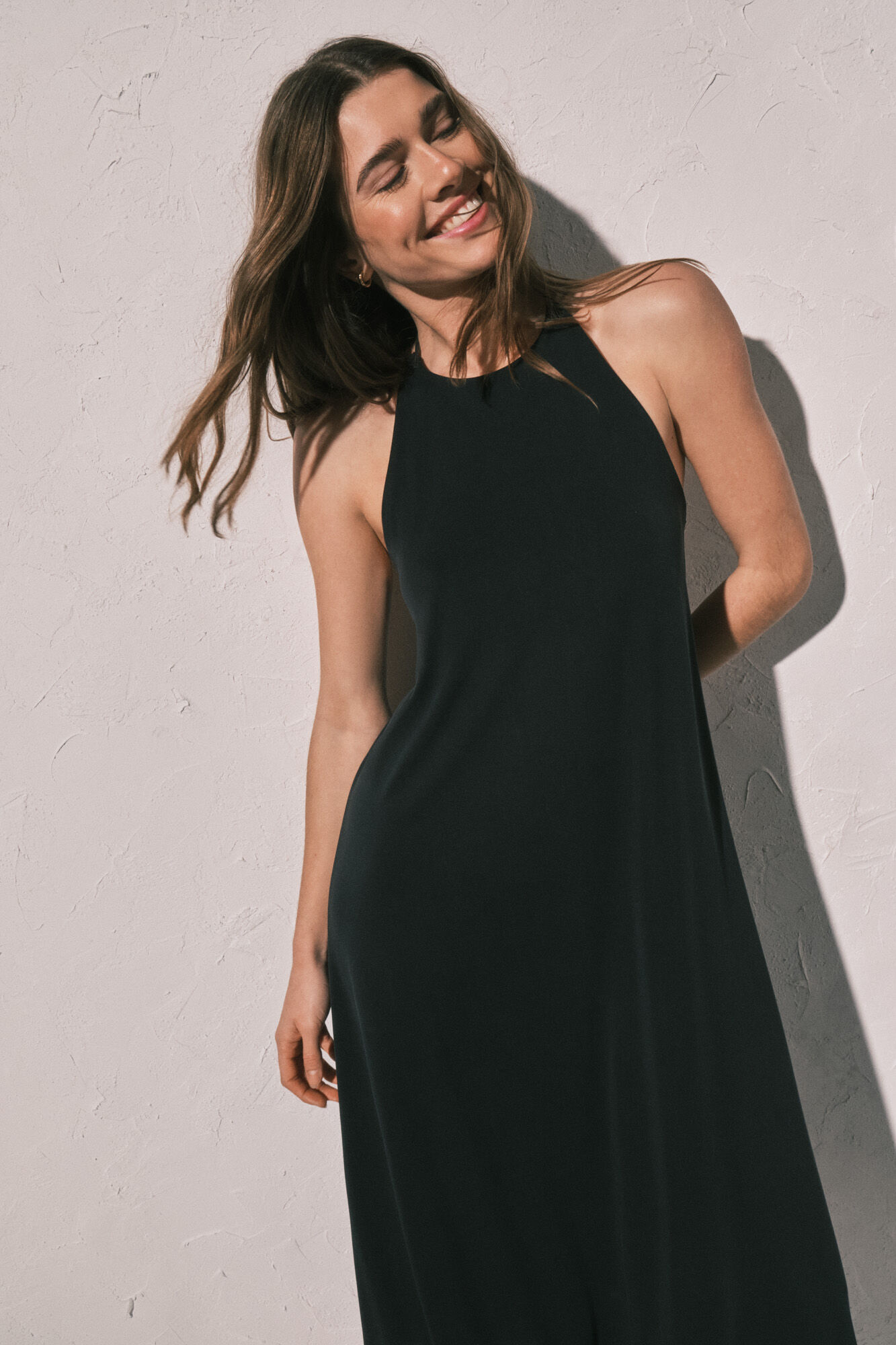 Women'secret Vestido largo fluido negro
