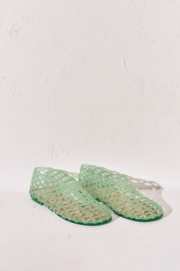 Women'secret Sandalias jelly con efecto de red verde verde