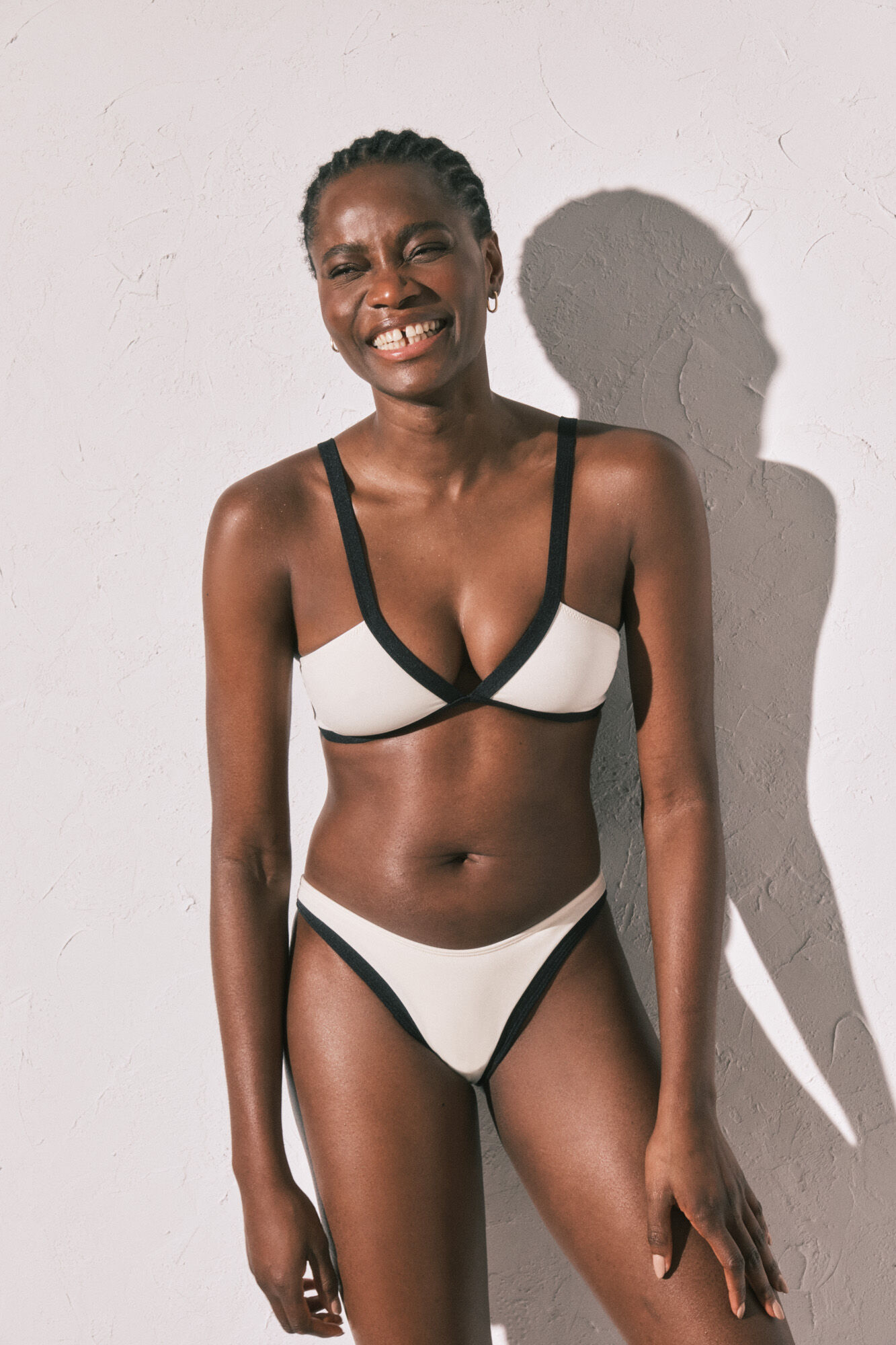 Women'secret Top bikini triangular semi brillante blanco