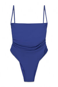 Women'secret Traje de ba&ntilde;o frunce lateral azul