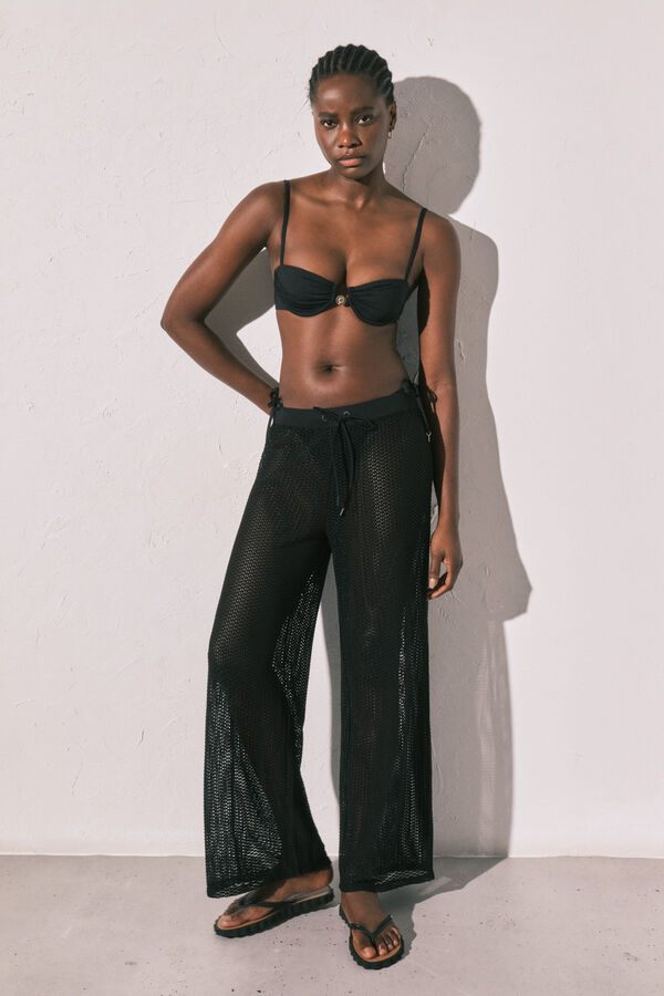 Women'secret Pantal&oacute;n efecto red de tejido negro negro