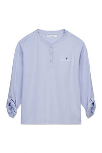 Women'secret Playera manga larga de 100% algod&oacute;n azul