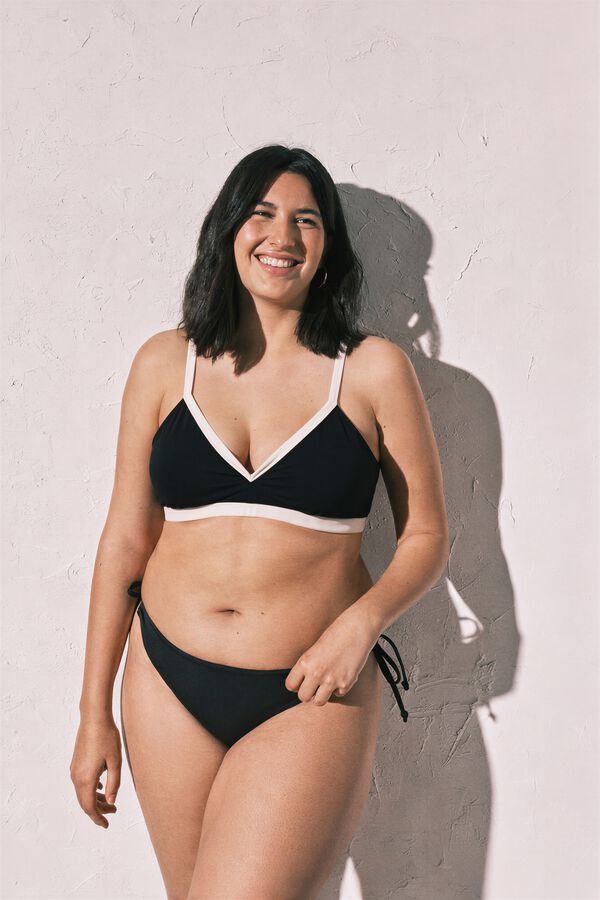 Women'secret Top bikini triangular semi brillante negro negro