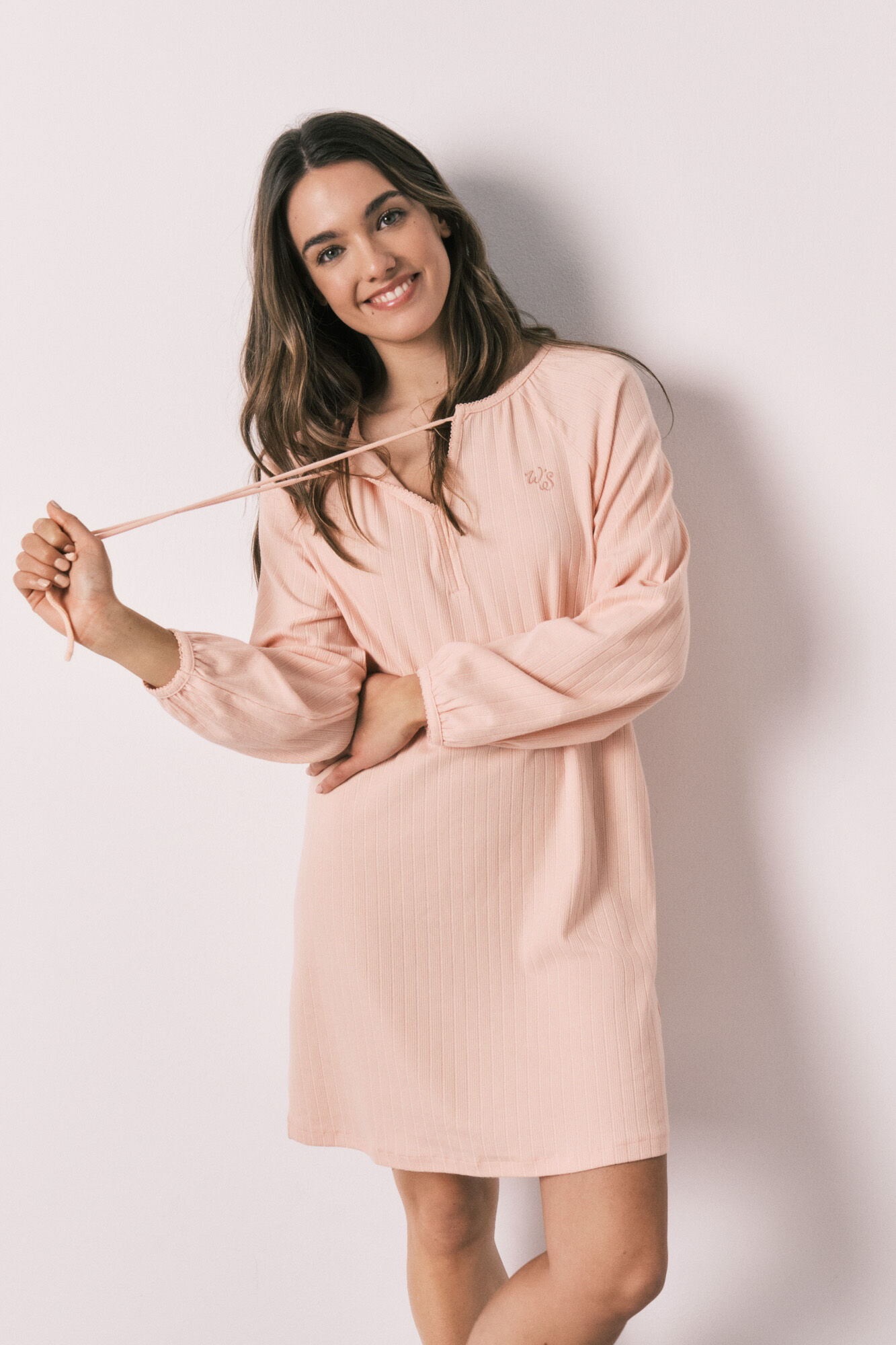 Women'secret Camis&oacute;n midi acanalado de algod&oacute;n rosa