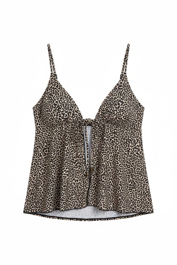 Women'secret Top de tankini triangular animal print blanco