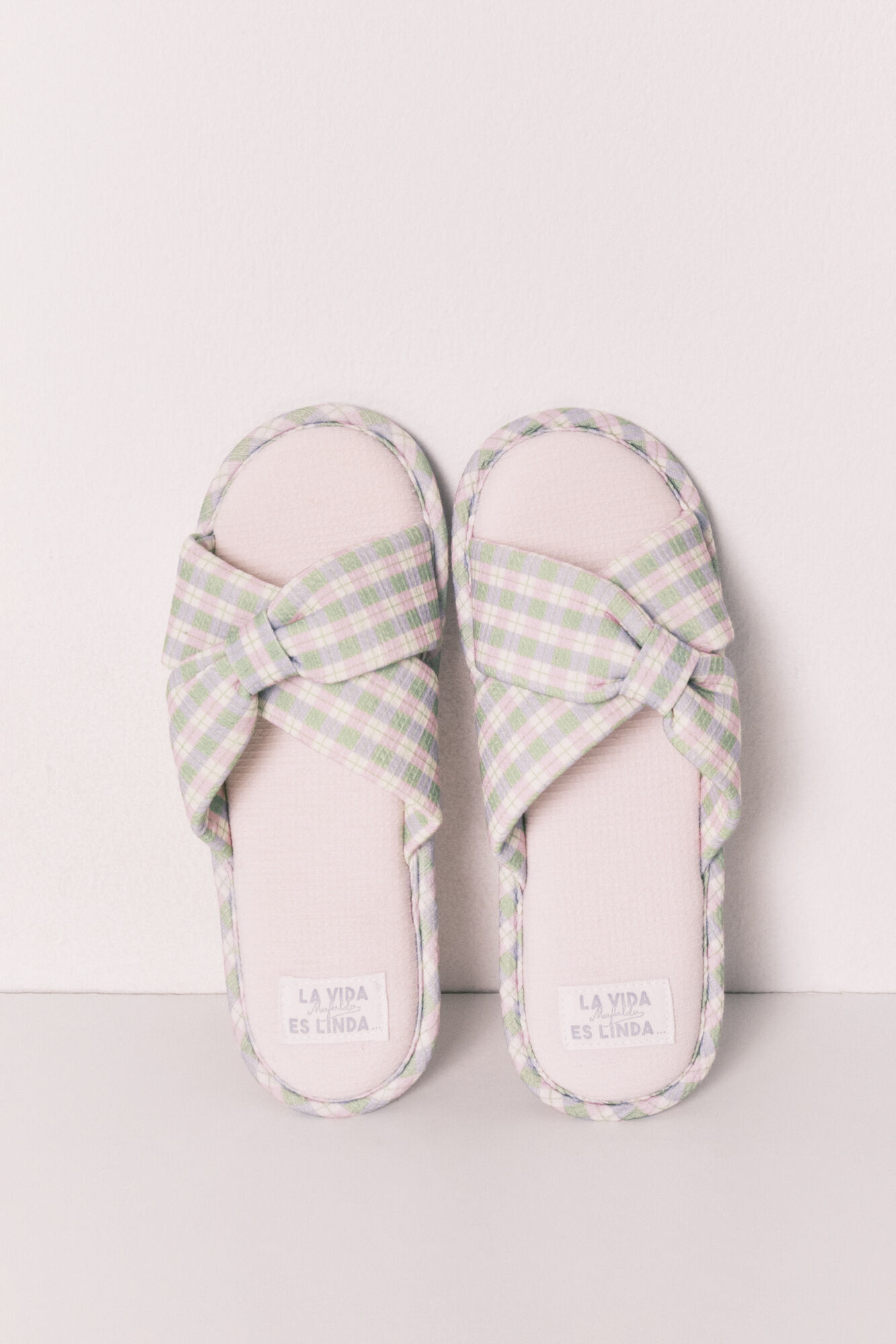 Women'secret Zapatillas de casa con nudo a cuadros