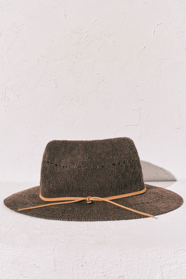 Women'secret Sombrero efecto raffia marr&oacute;n caf&eacute;