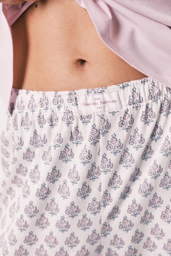 Women'secret Pijama estampada de sellos de 100% algod&oacute;n rosa rosa
