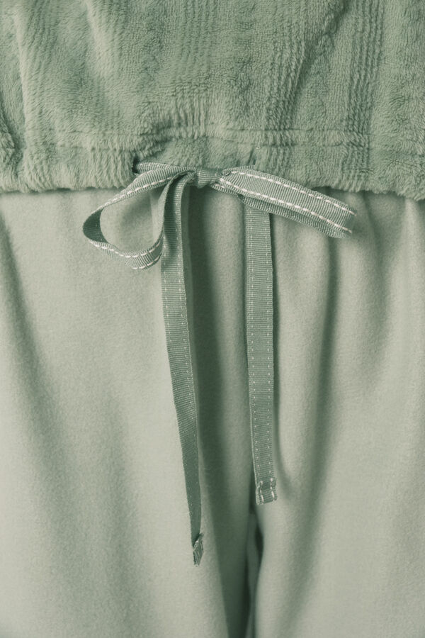 Women'secret Pijama larga polar verde verde