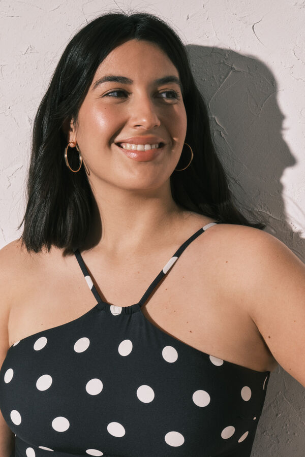 Women'secret Traje de ba&ntilde;o modelador estampado de puntos negro negro