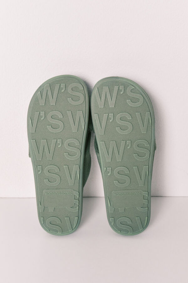 Women'secret Zapatillas de casa de nudo verde kaki