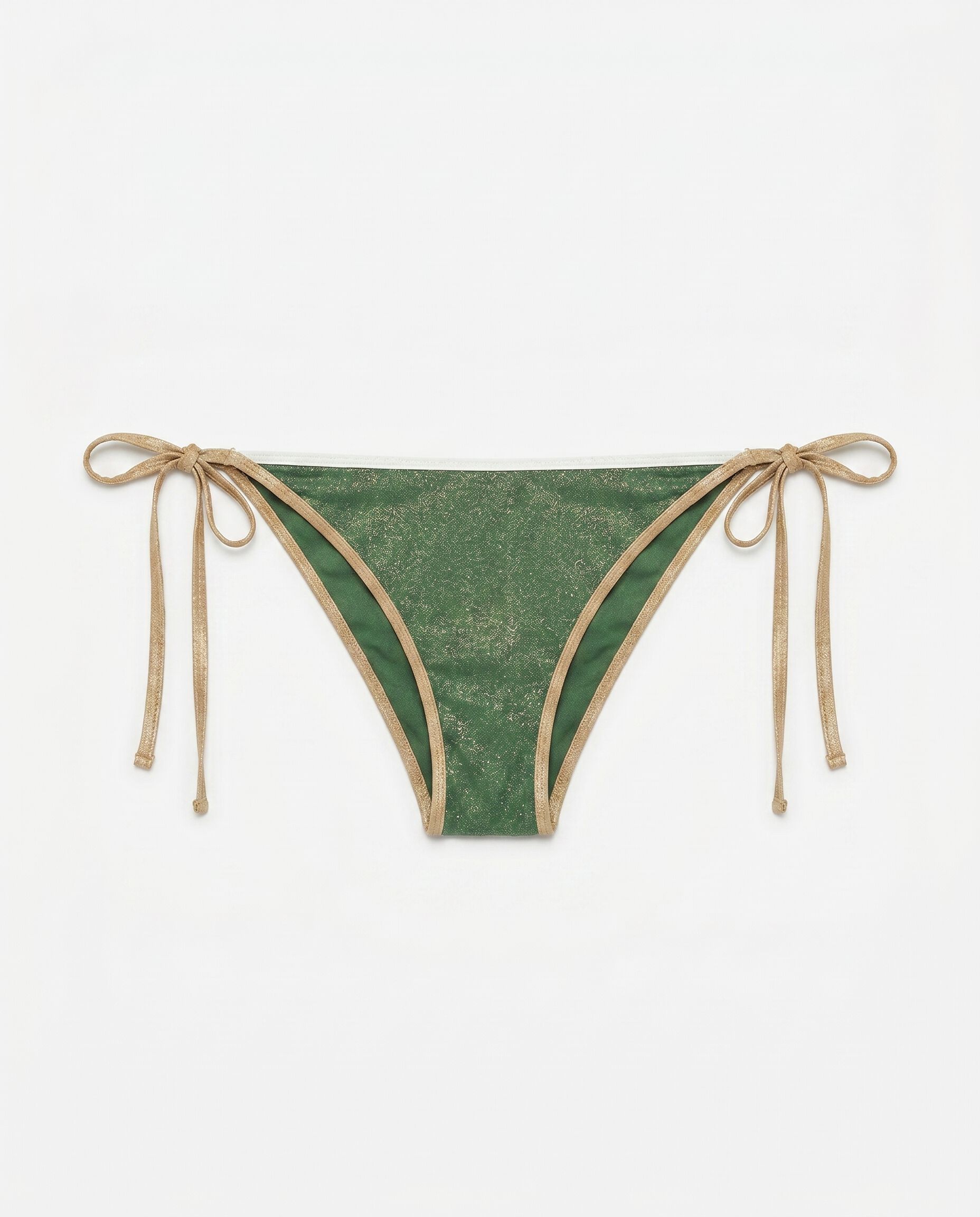 Women'secret Panty de bikini de tiras efecto U verde lurex