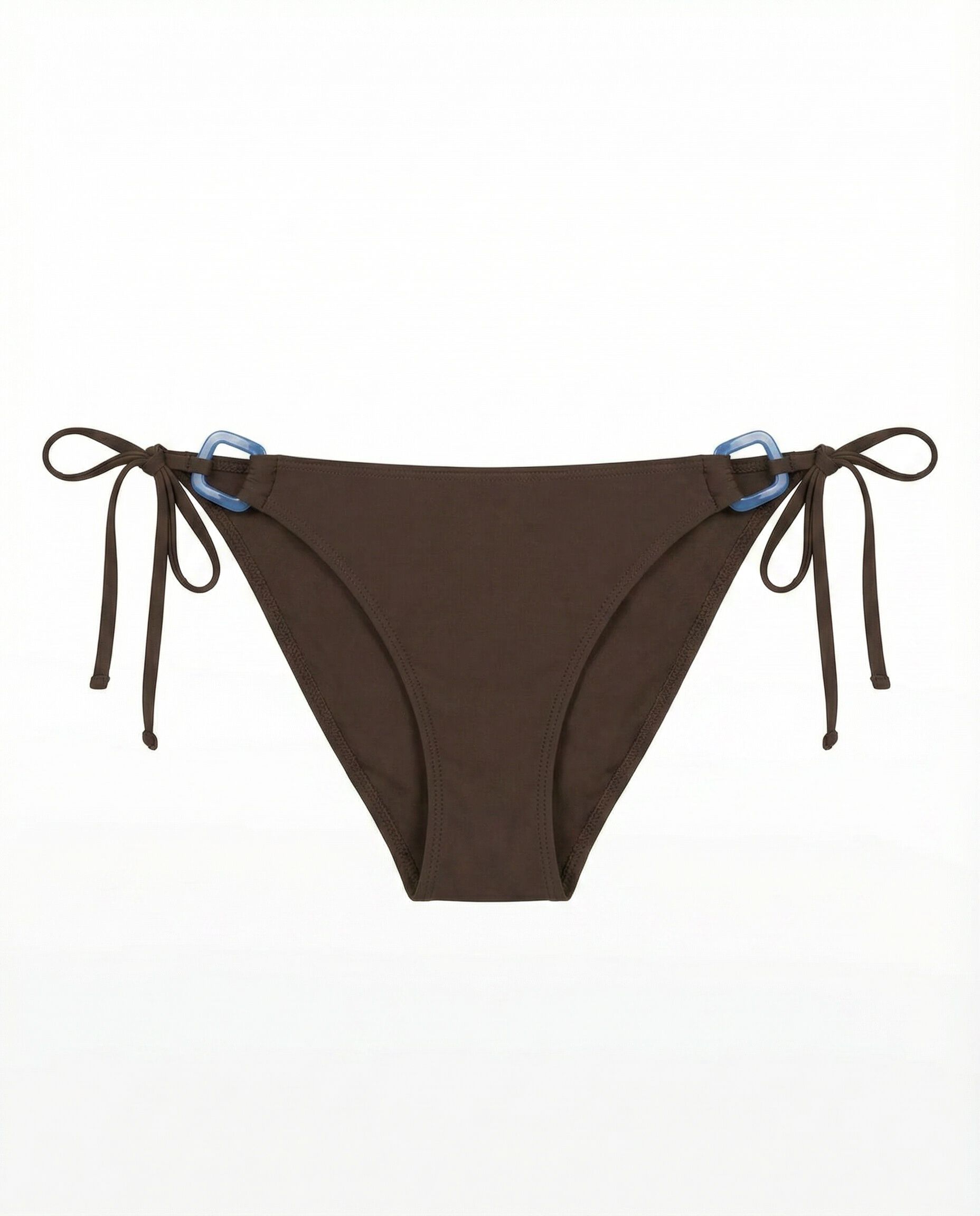 Women'secret Panty de bikini cl&aacute;sica con lazo marr&oacute;n